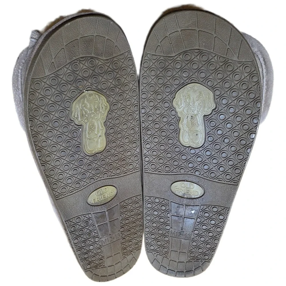 Old Friend Adjustable Step In Slippers Men's Size 12-13 M Light Brown Sheeepskin